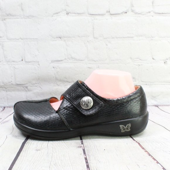 ALEGRIA Kaitlyn Black Snake Skin Texture Embossed Shoes US 9.5-10 / 40 - Picture 2 of 9